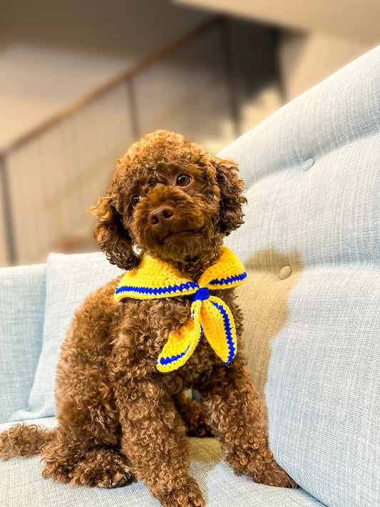 Handcrafted Crocheted Cotton Yarn Pet Clothing - Yellow Sailor