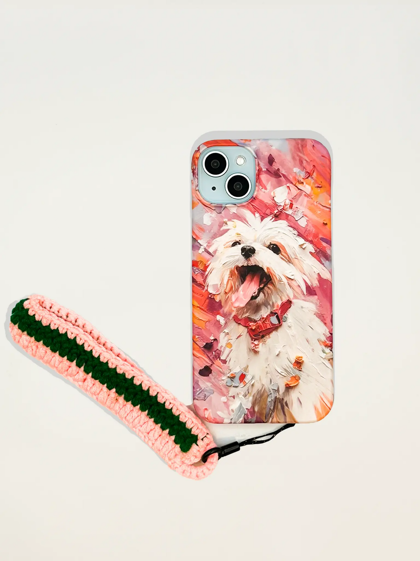 Happy Dog Phone Case & Short Phone Strap (iPhone 15 Plus)