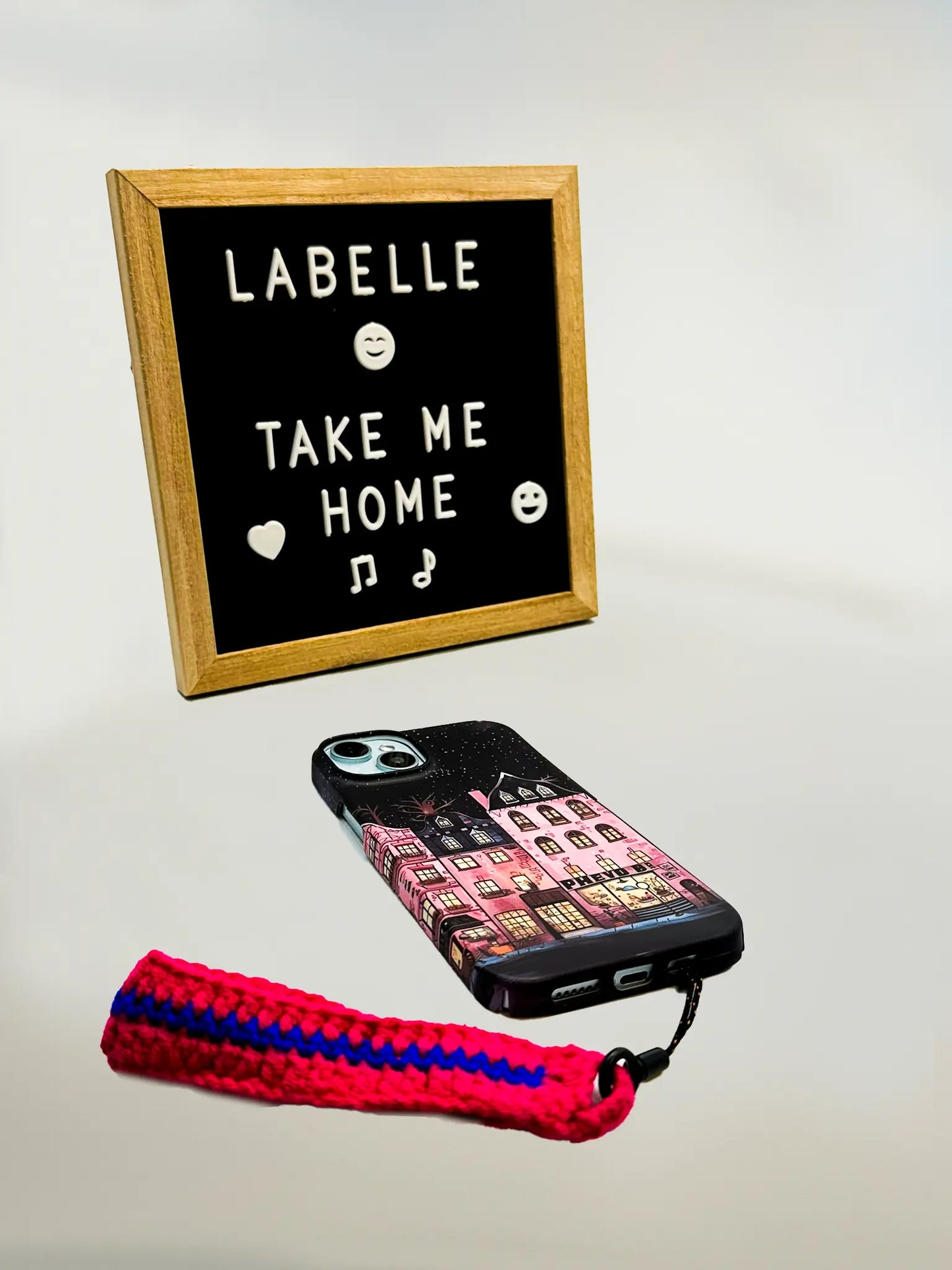 Sweet Pink House Phone Case & Short Phone Strap (iPhone 15 Plus)