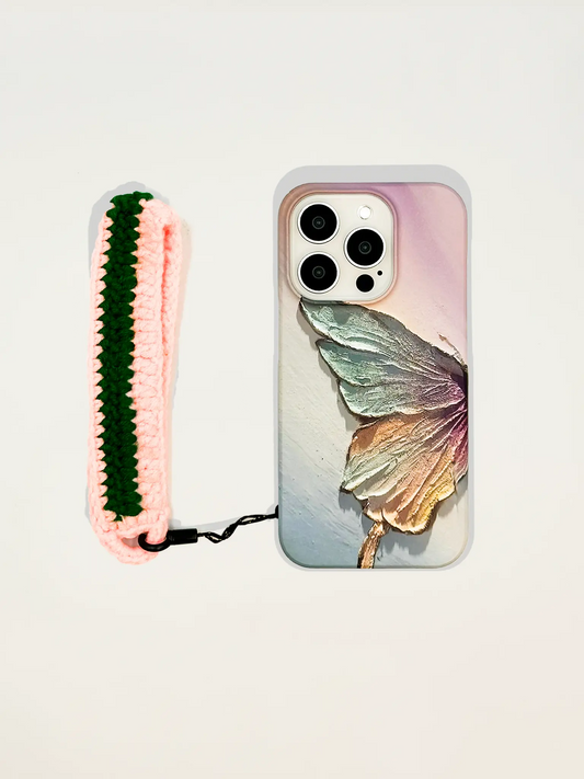 Oil Painting Colorful Butterfly Phone Case & Short Phone Strap (iPhone 15 Pro)