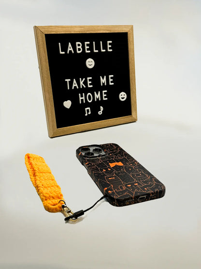 Orange Black Cat Phone Case & Short Phone Strap (iPhone 15 Pro Max)